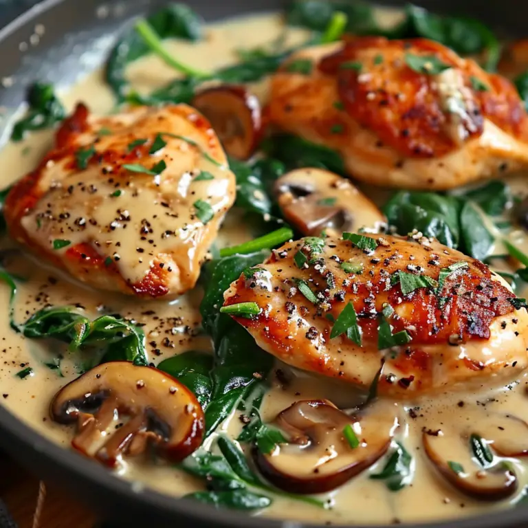 Chicken with Spinach and Mushrooms in Creamy Parmesan Sauce - Grammy ...