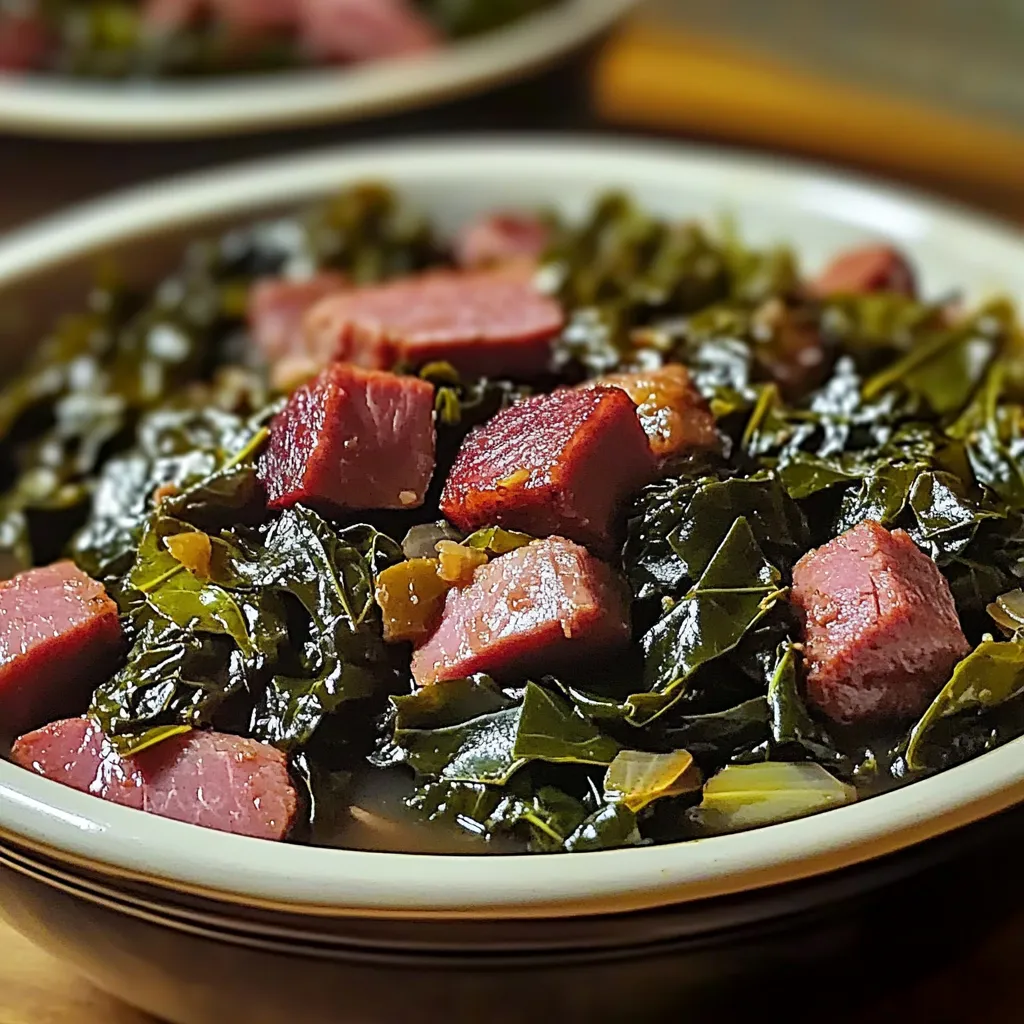 Easy Crock Pot Collard Greens with Chicken Ham Recipe