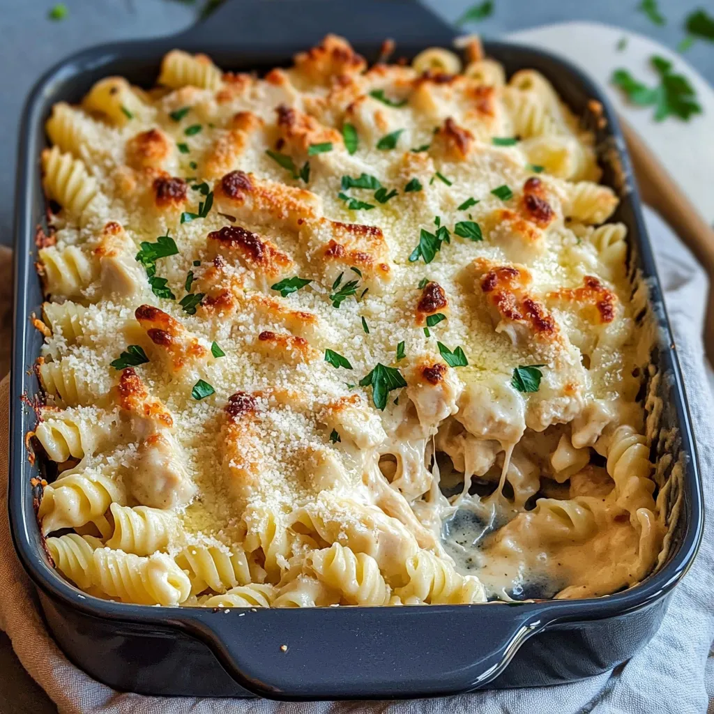 Chicken Alfredo Pasta Bake, Creamy Chicken Pasta Bake, Chicken Casserole