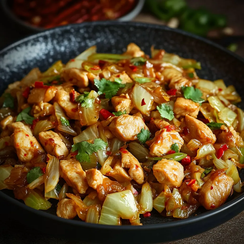 chicken cabbage stir-fry, healthy chicken stir-fry recipe, quick cabbage stir-fry