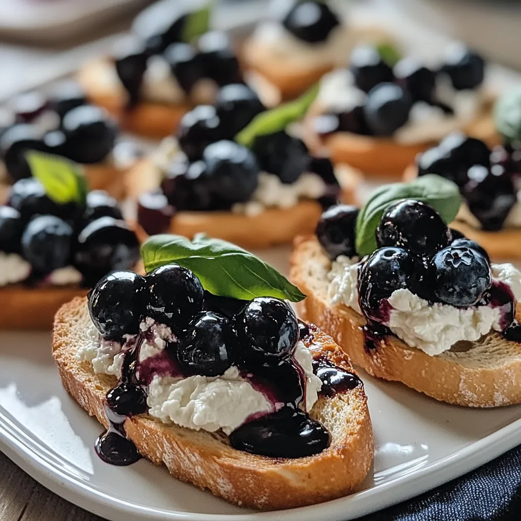 Balsamic Blueberry Goat Cheese Crostinis