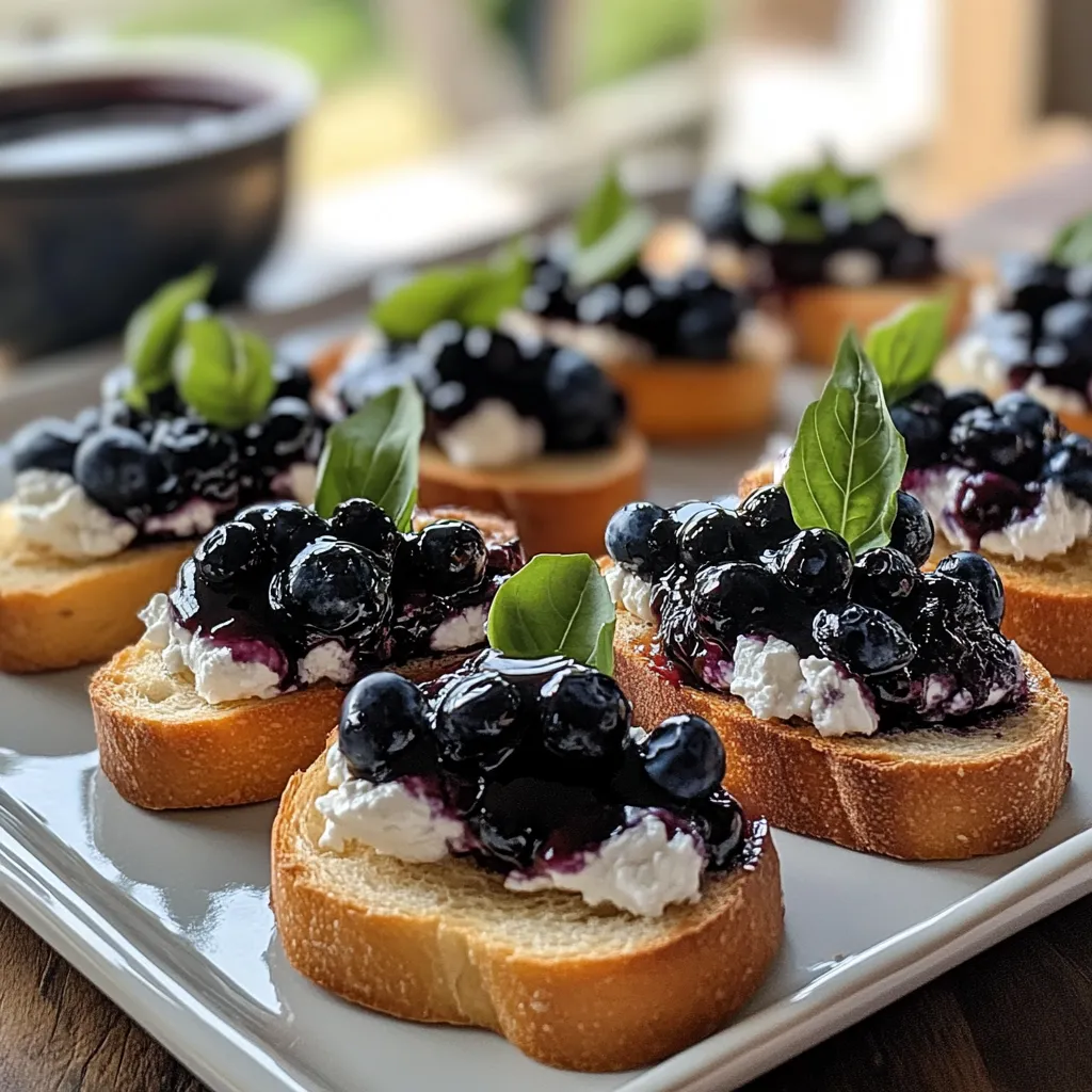 Blueberry Goat Cheese Appetizer, Balsamic Glaze Crostinis, Goat Cheese and Blueberry Toast