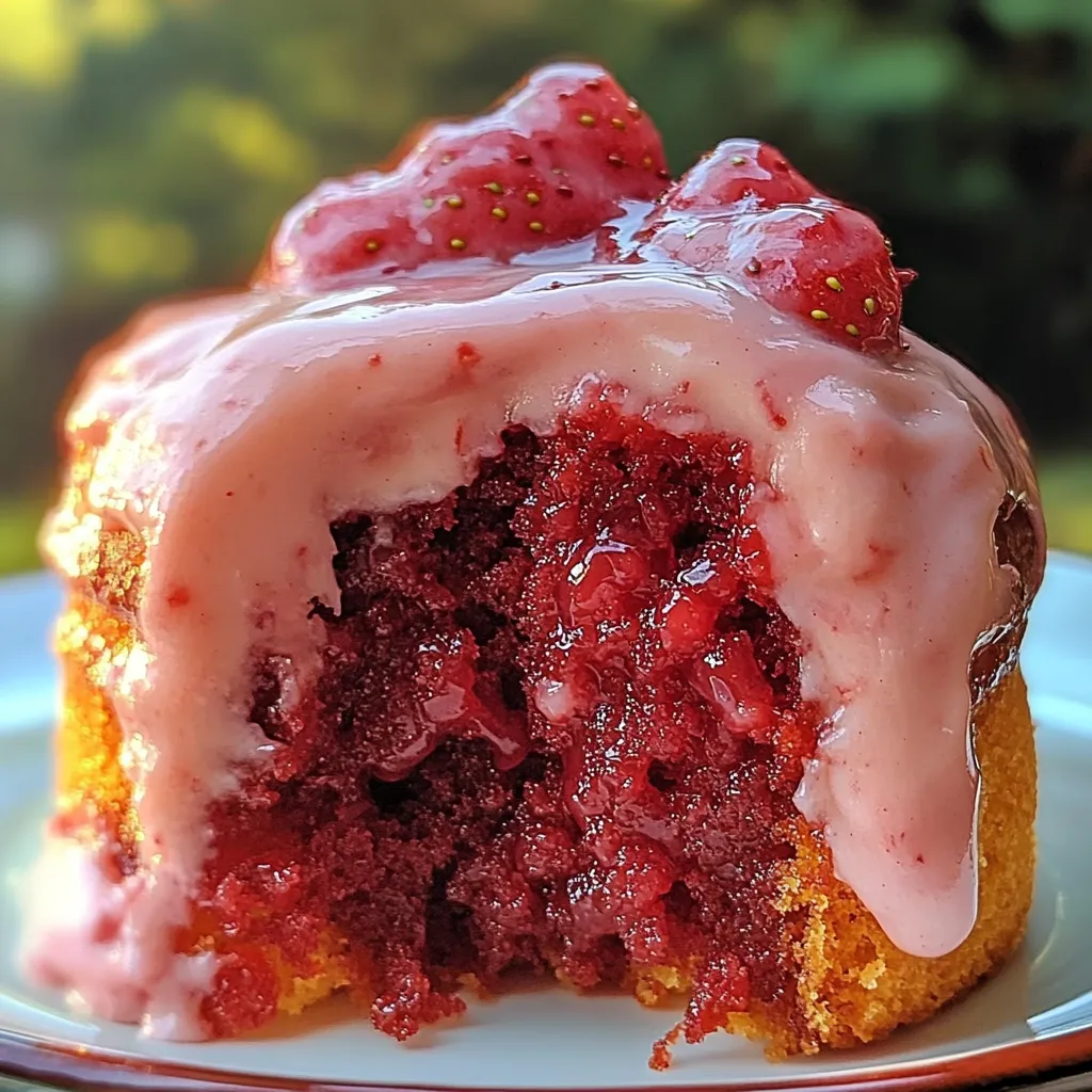 Honeybun cake with strawberry icing
