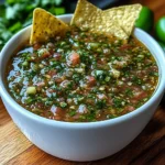 Homemade salsa with cilantro and lime