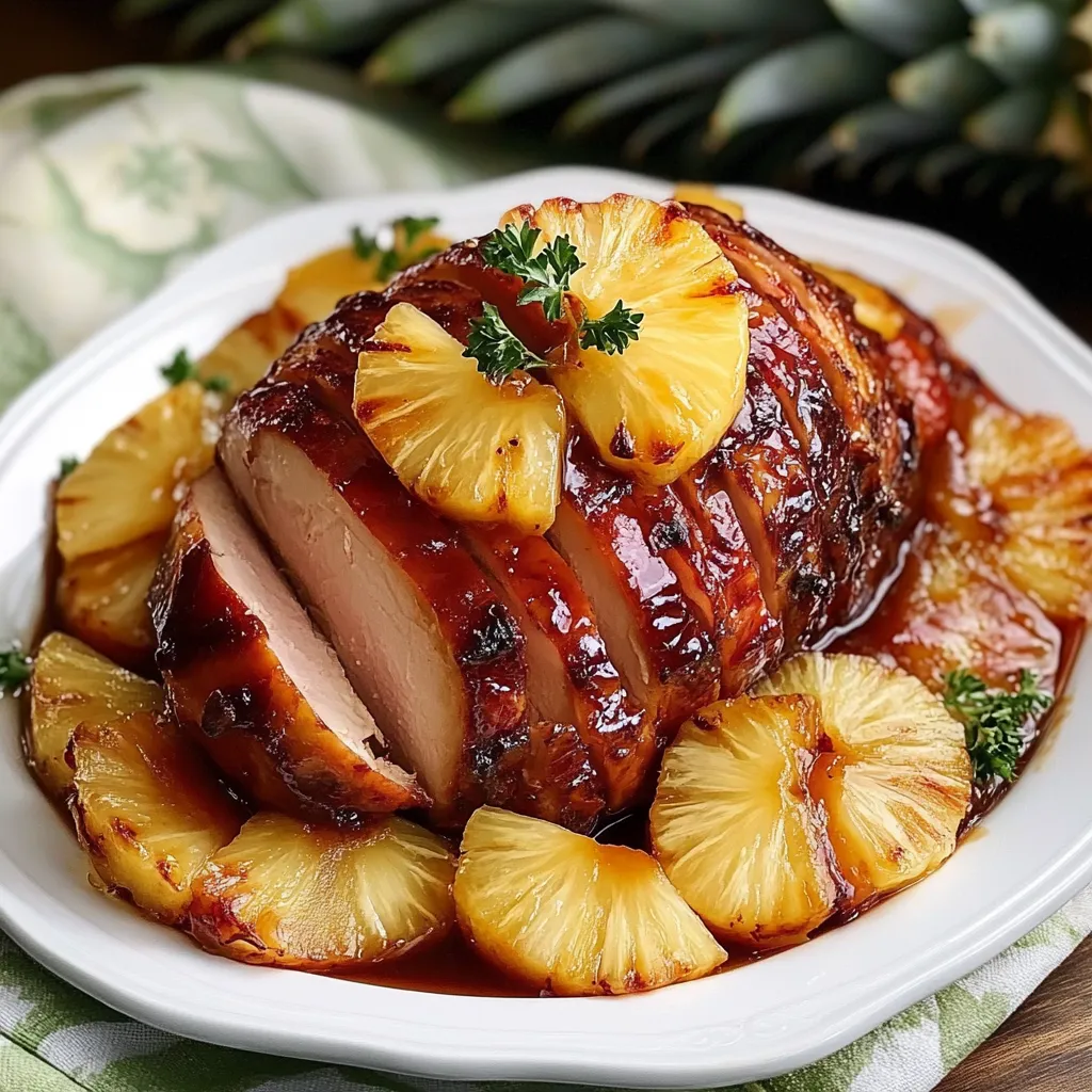 Holiday ham with pineapple