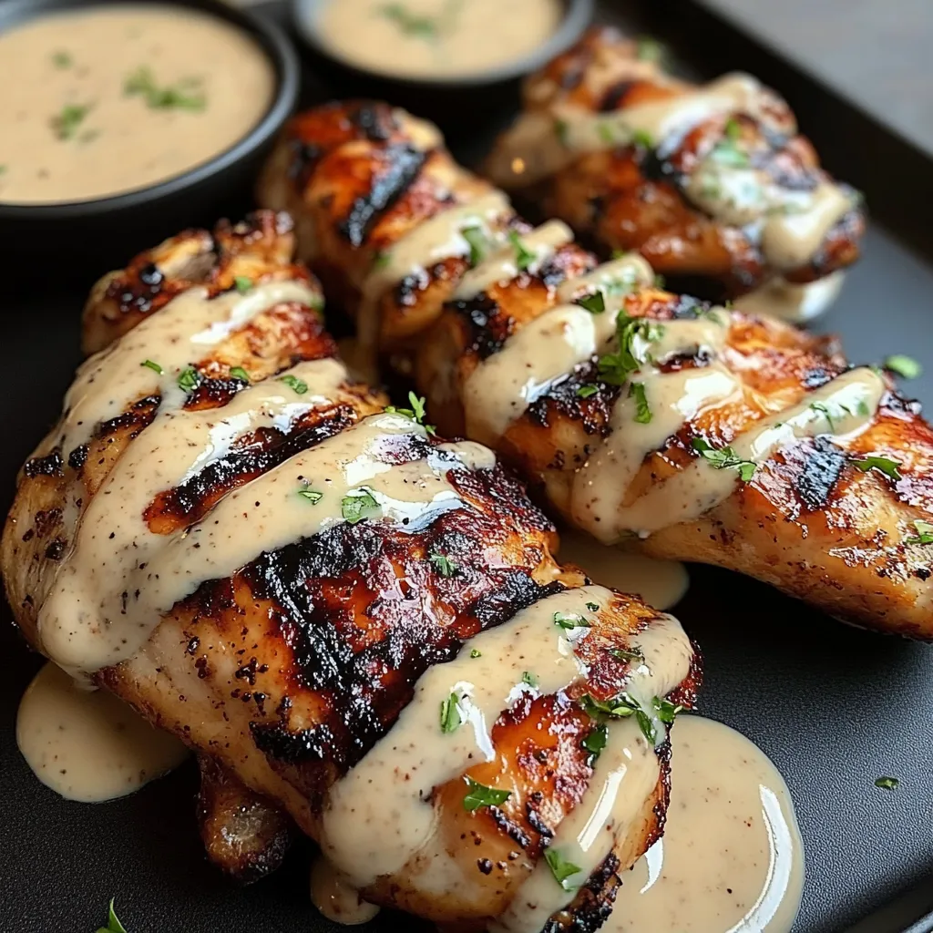 Spicy grilled chicken with white sauce