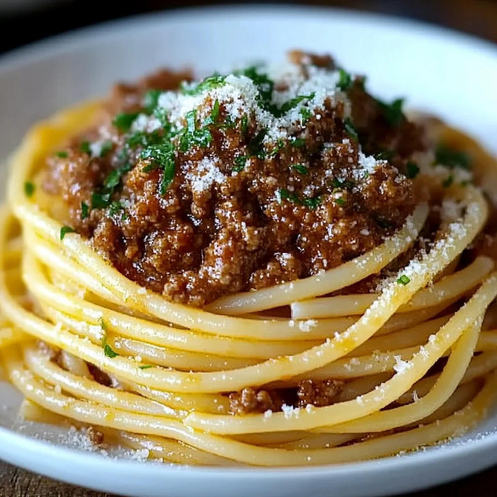 Garlic Butter Spaghetti with Hearty Beef Bolognese