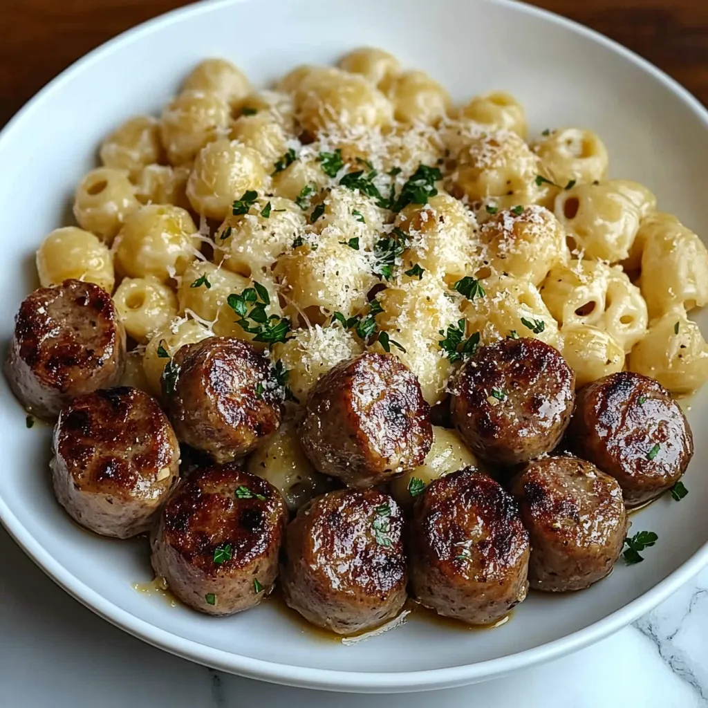 Parmesan pasta with sausage bites