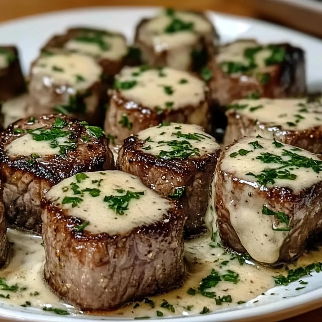 Steak Bites in Parmesan Cream Sauce