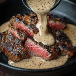 Peppercorn Crusted Steak with Creamy Peppercorn Sauce
