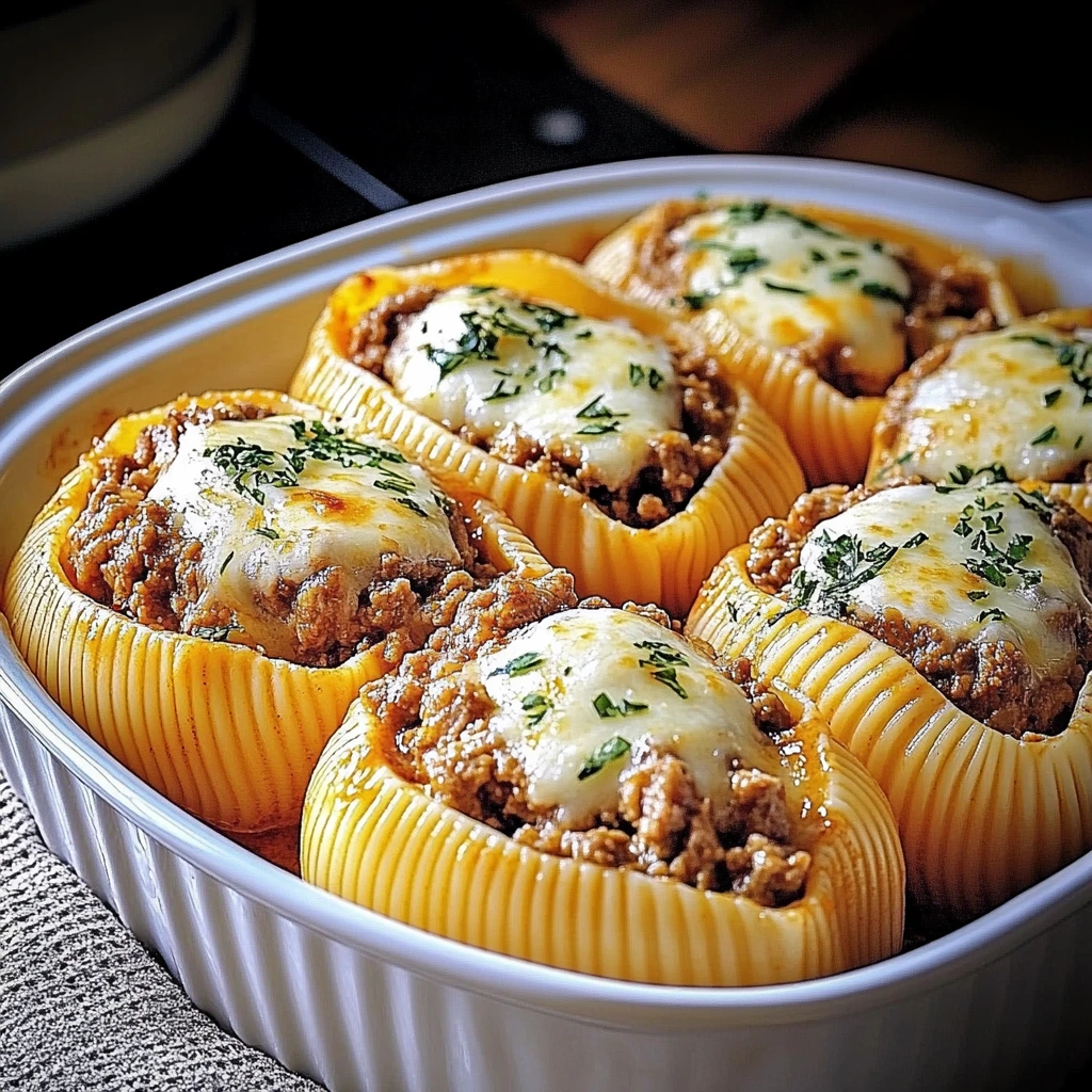 Beef-Stuffed Shells with Creamy Ricotta Filling