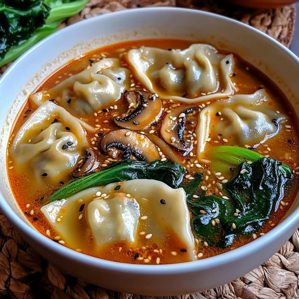 Potsticker Soup with Mushrooms & Bok Choy