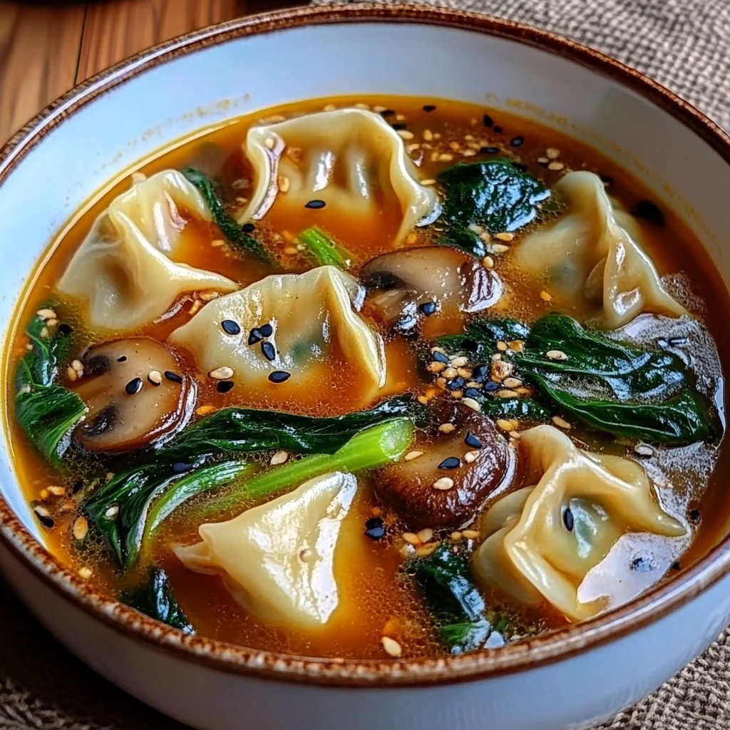 Potsticker Soup with Mushrooms & Bok Choy