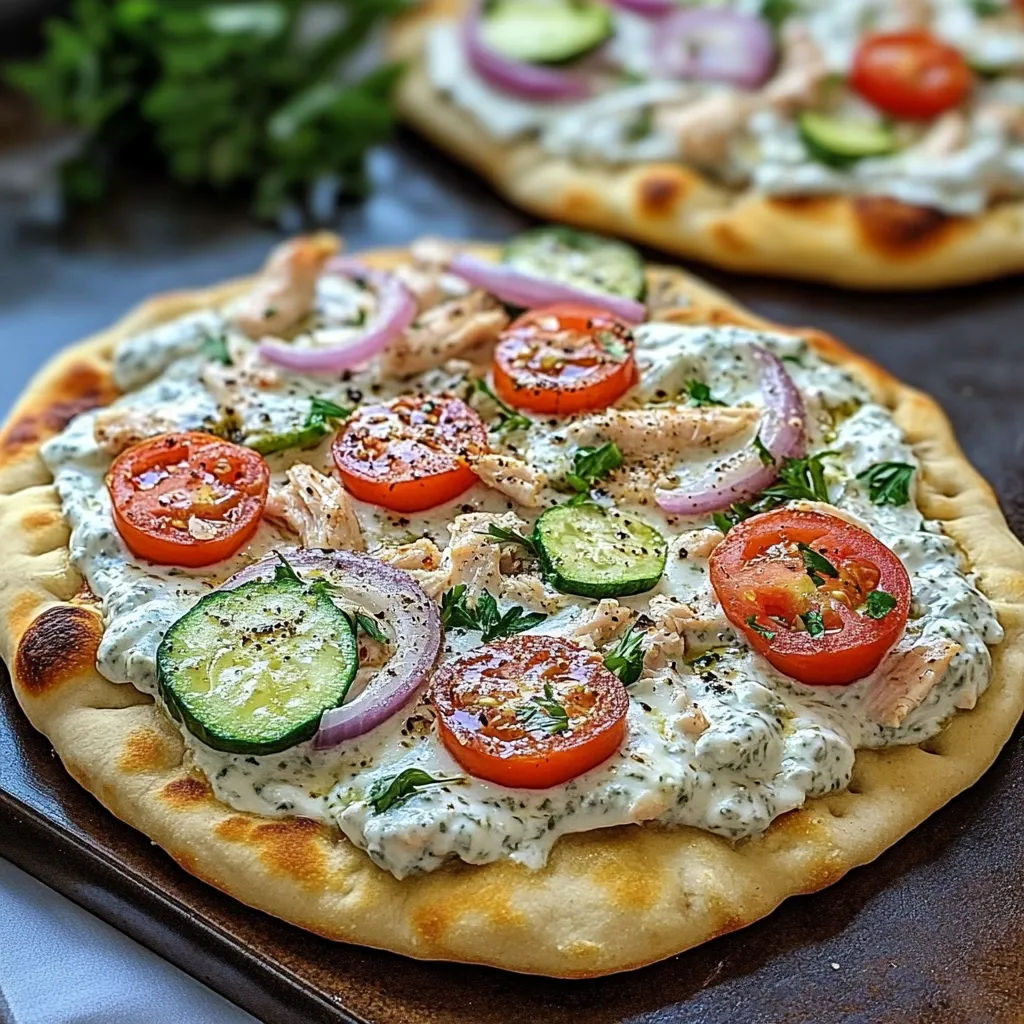 Mediterranean Chicken Naan Pizza