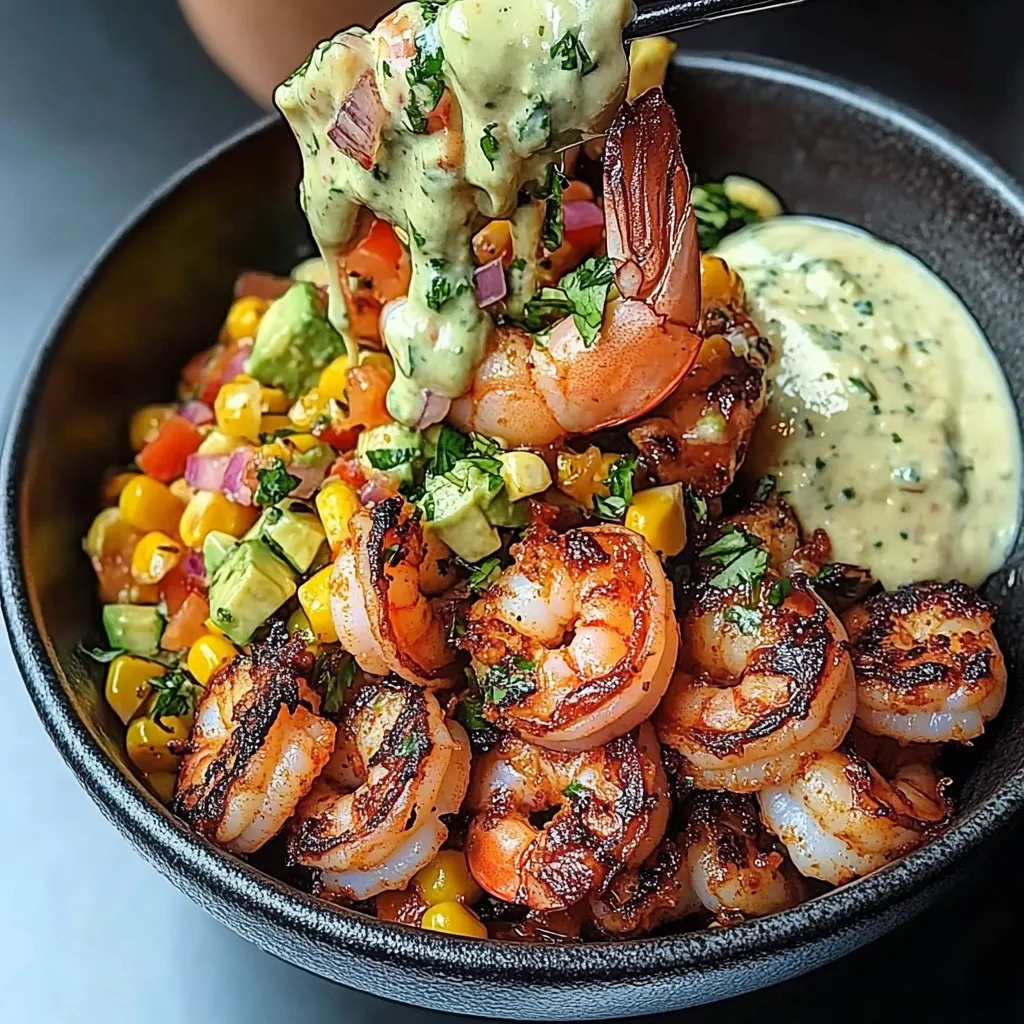 Shrimp bowl with creamy sauce