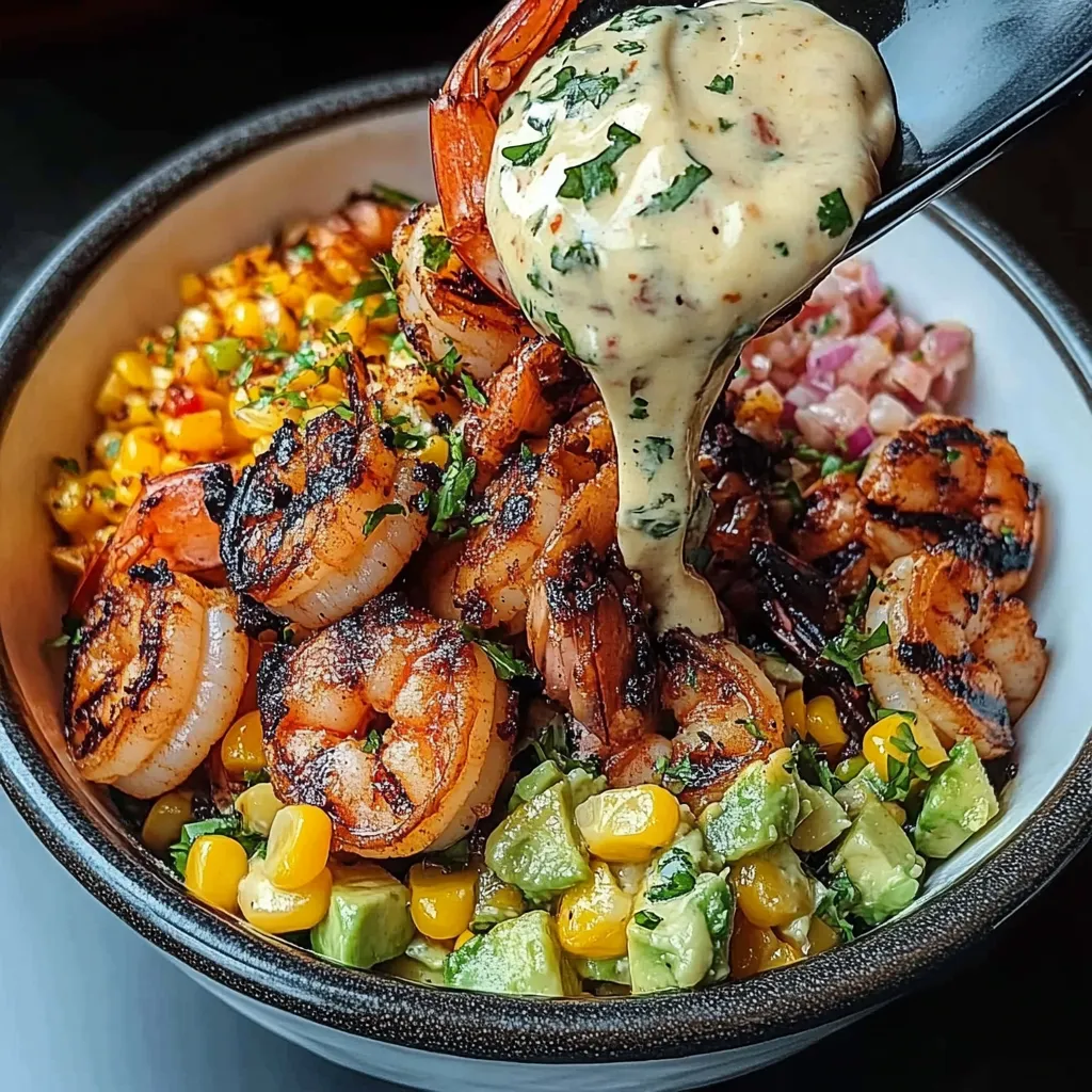 Grilled shrimp rice bowl