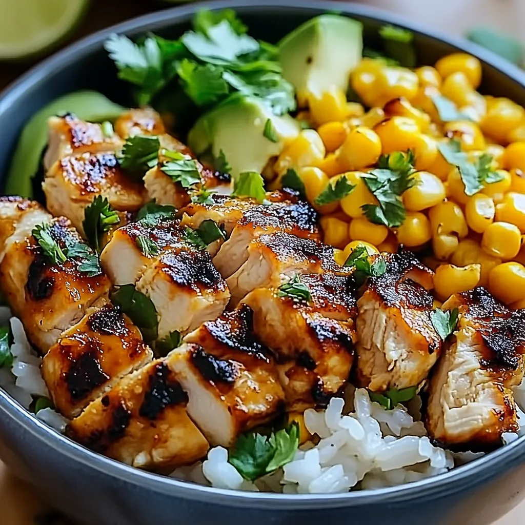Chicken rice bowl with corn