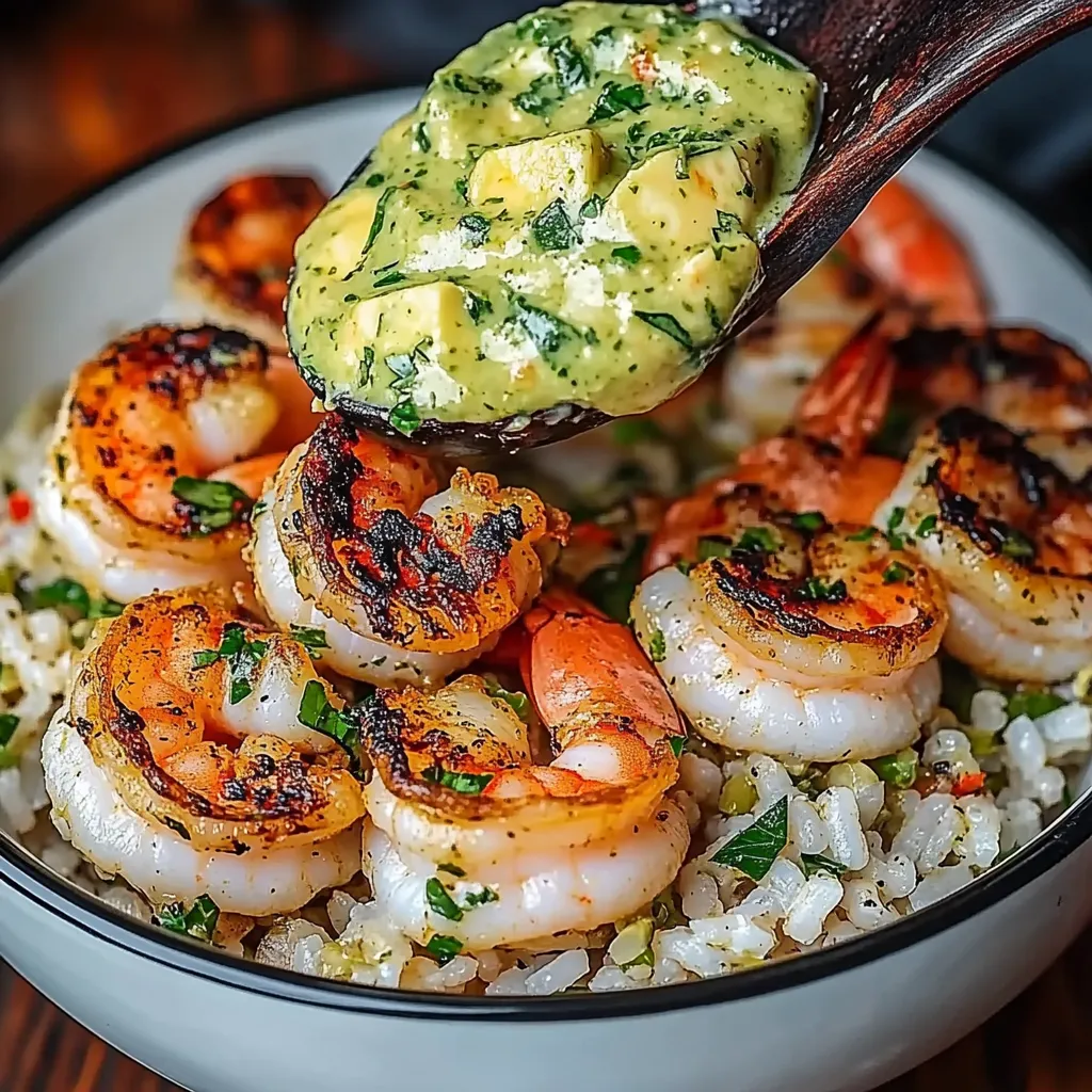 Zesty Shrimp & Avocado Rice Bowls with Cilantro Lime Sauce