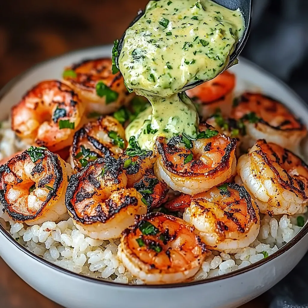 Zesty Shrimp & Avocado Rice Bowls with Cilantro Lime Sauce