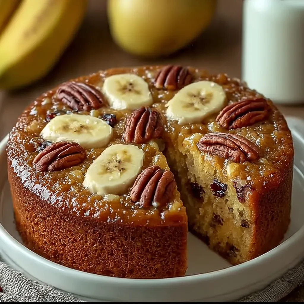 Homemade Nut, Apple, and Banana Cake