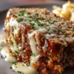 Crockpot French Onion Meatloaf with Melted Swiss Cheese