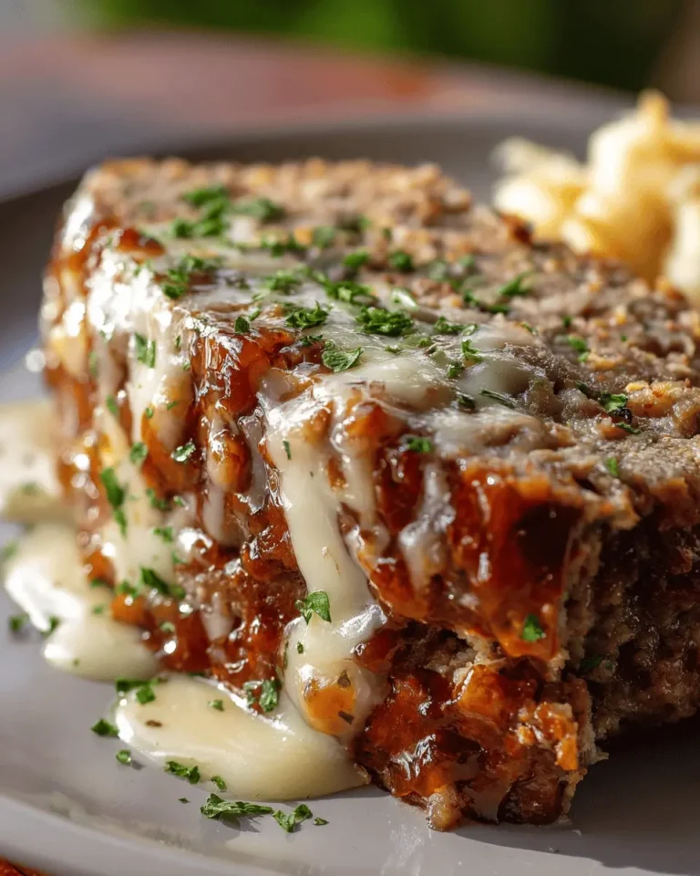 Crockpot French Onion Meatloaf with Melted Swiss Cheese
