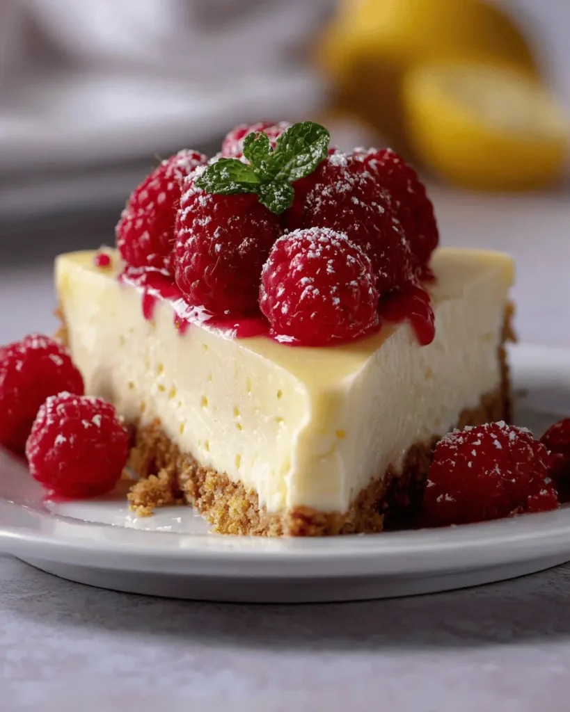 No‑Bake Lemon Raspberry Cheesecake