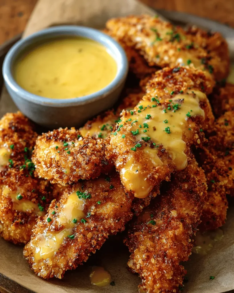 Oven‑Fried Chicken Strips with Creamy Honey Mustard Sauce