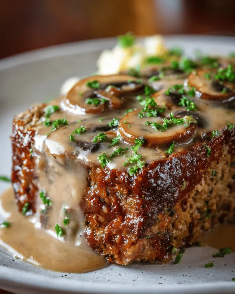 Homemade Meatloaf with Rich and Creamy Mushroom Gravy