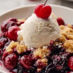 Cherry Cobbler with Vanilla Ice Cream