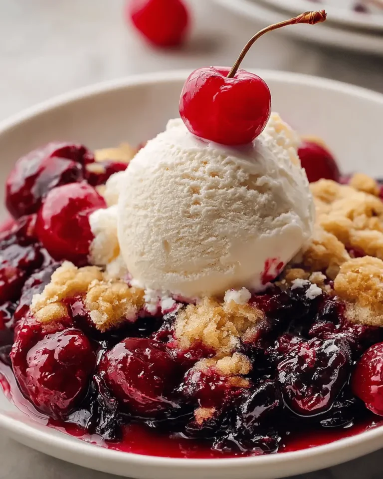 Cherry Cobbler with Vanilla Ice Cream
