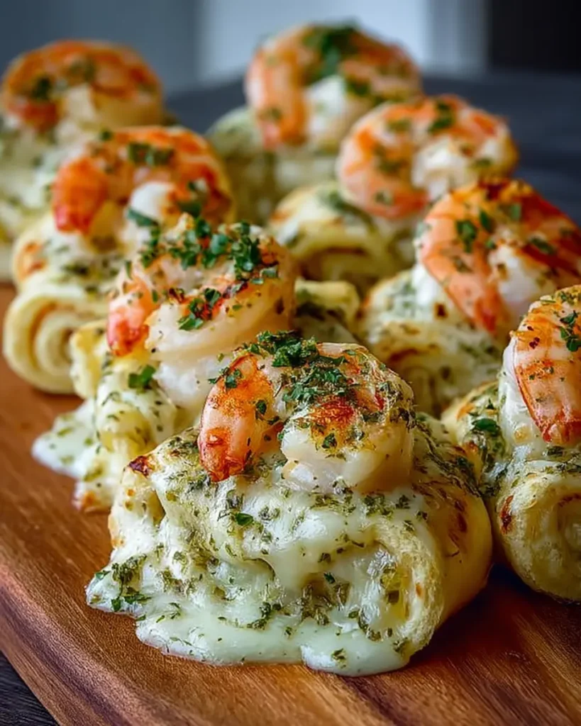 Creamy Garlic Parmesan Shrimp Roll-Ups