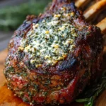 Garlic Herb Butter Crusted Tomahawk Rib Roast