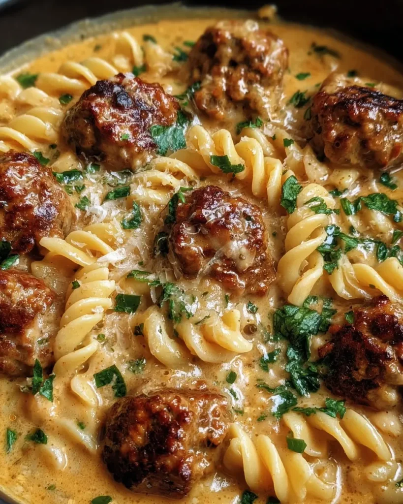 Creamy Cheesy Meatball Pasta