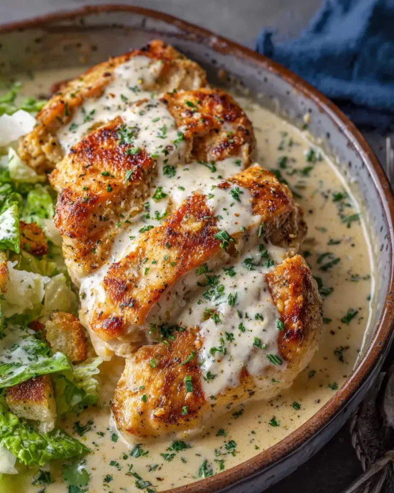 Baked Caesar Chicken with Creamy Parmesan Sauce