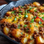 Ground Beef and Potato Cheesy Skillet