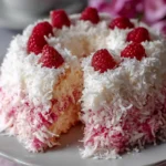 Raspberry Coconut Snowball Cake