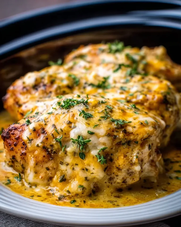 Slow Cooker Cheesy Garlic Chicken
