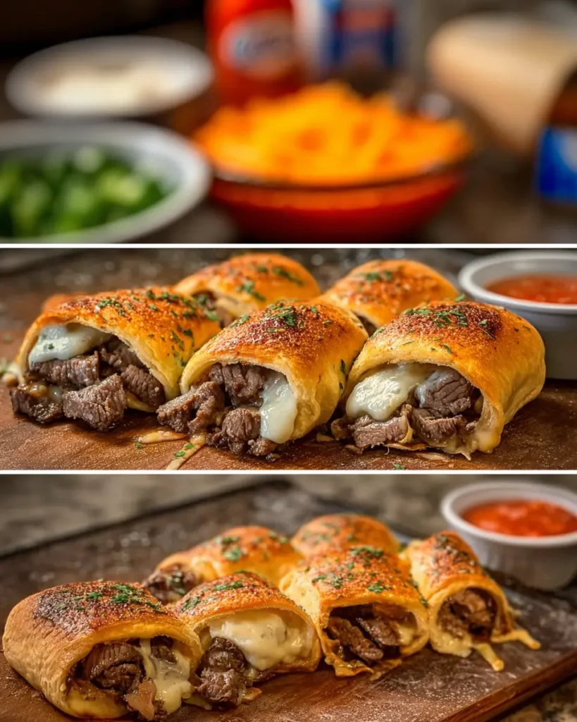 Buffalo Steak and Cheese Rolls