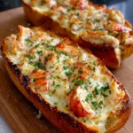 Cheesy Lobster Garlic Bread Boats