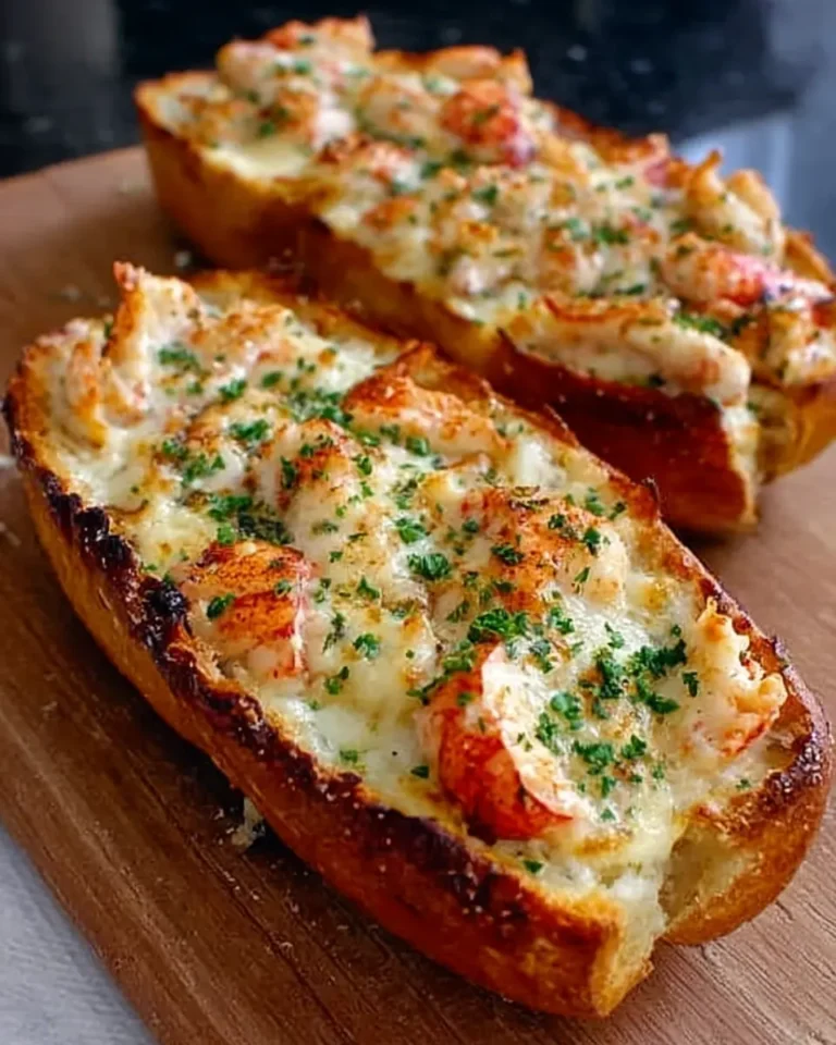 Cheesy Lobster Garlic Bread Boats