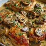 Chicken and Mushroom Skillet in a Creamy Asiago and Mustard