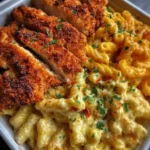 Crispy Chicken with Creamy Penne and Baked Mac and Cheese