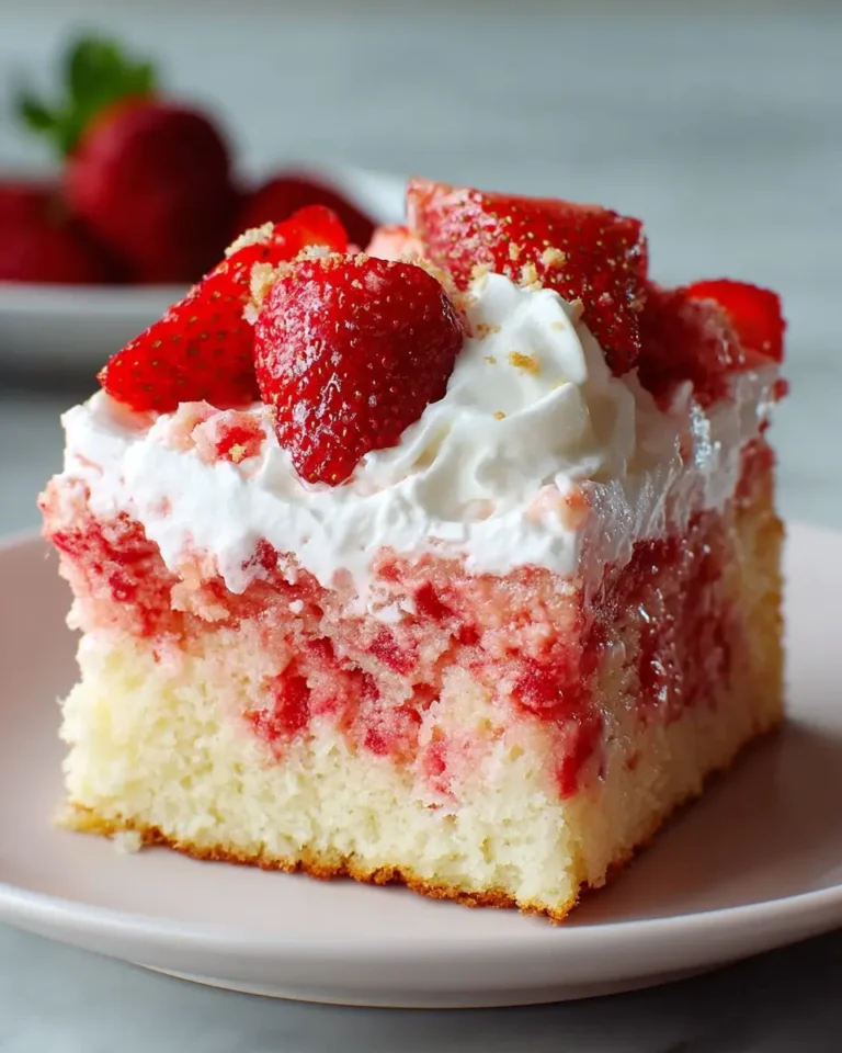 Strawberry Crunch Poke Cake