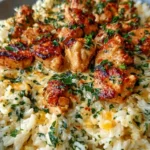 Creamy Garlic Butter Chicken with Cheesy Rice Skillet