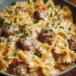 Creamy Cheesy Beef and Bowtie Pasta