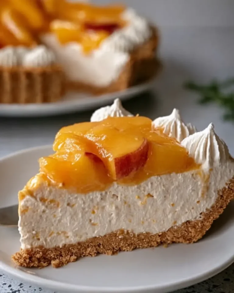 No Bake Peaches and Cream Pie