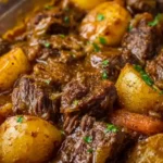 Tender Oven Baked Beef and Potatoes in Gravy
