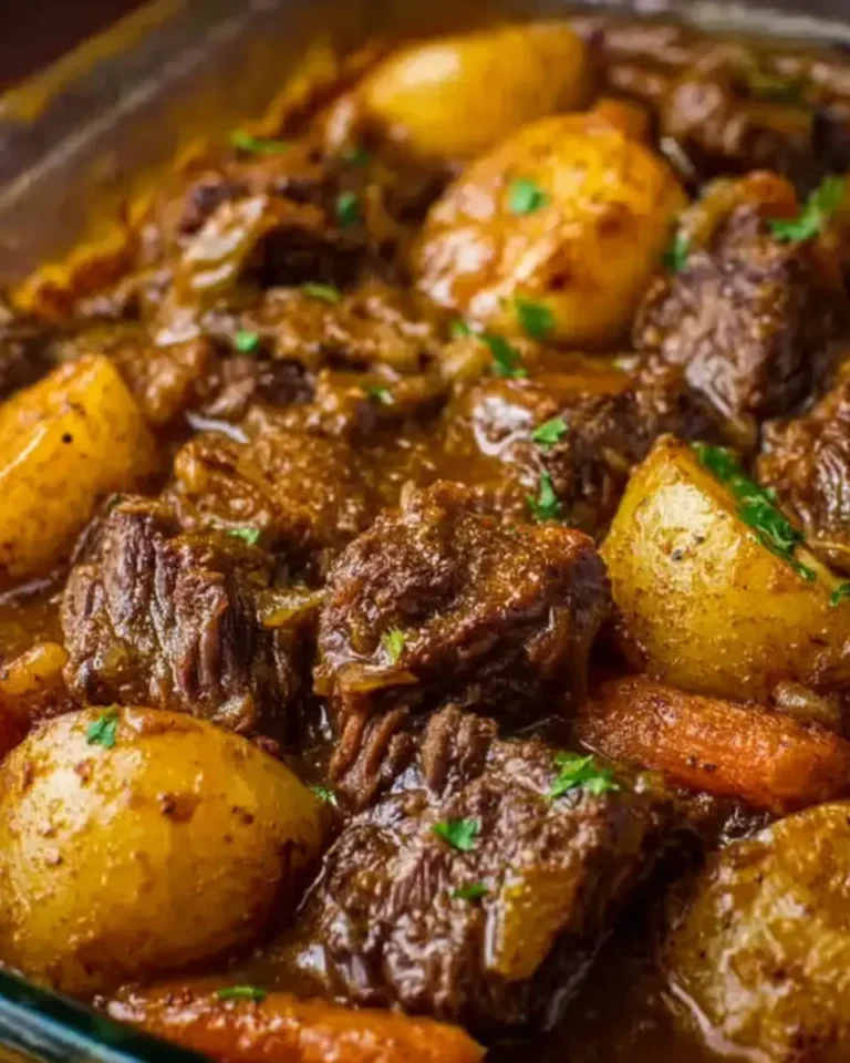 Tender Oven Baked Beef and Potatoes in Gravy