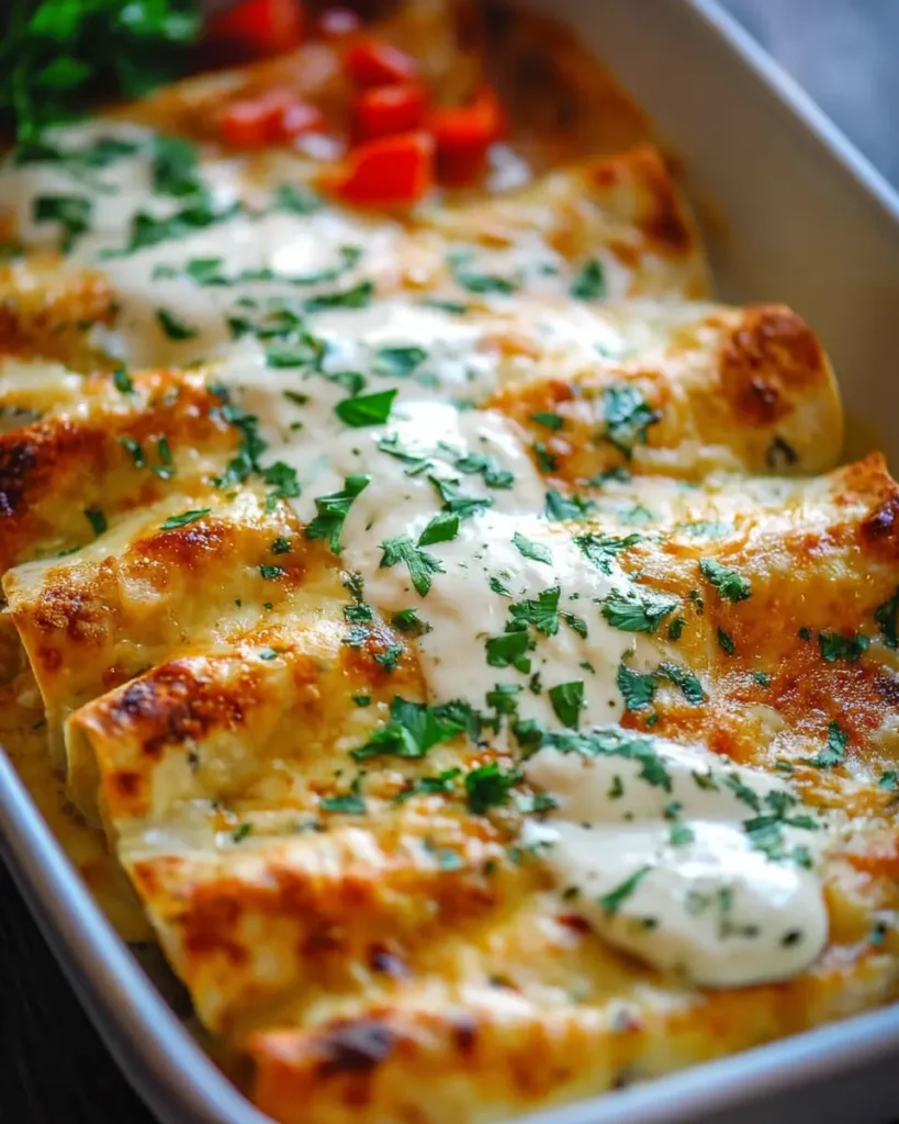 Chicken Enchiladas with Sour Cream White Sauce